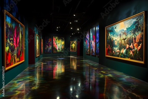 Enchanting Animated Art Gallery with Impressionist Brushstrokes and Vibrant Ethereal Ambiance photo