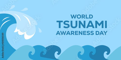 world tsunami awareness day horizontal banner illustration