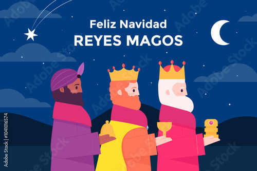 reyes magos background illustration design in flat style