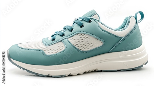 A stylish teal sneaker designed for comfort and athletic performance.