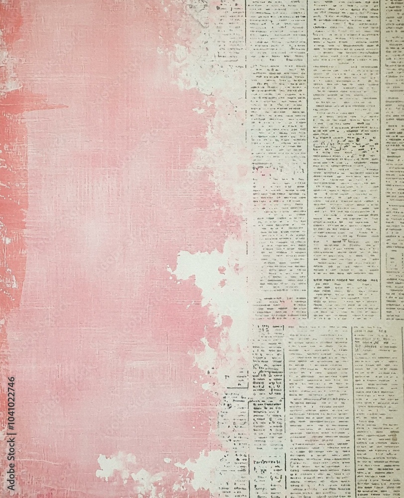 Fototapeta premium Vintage Newspaper Scripts on Pink Background