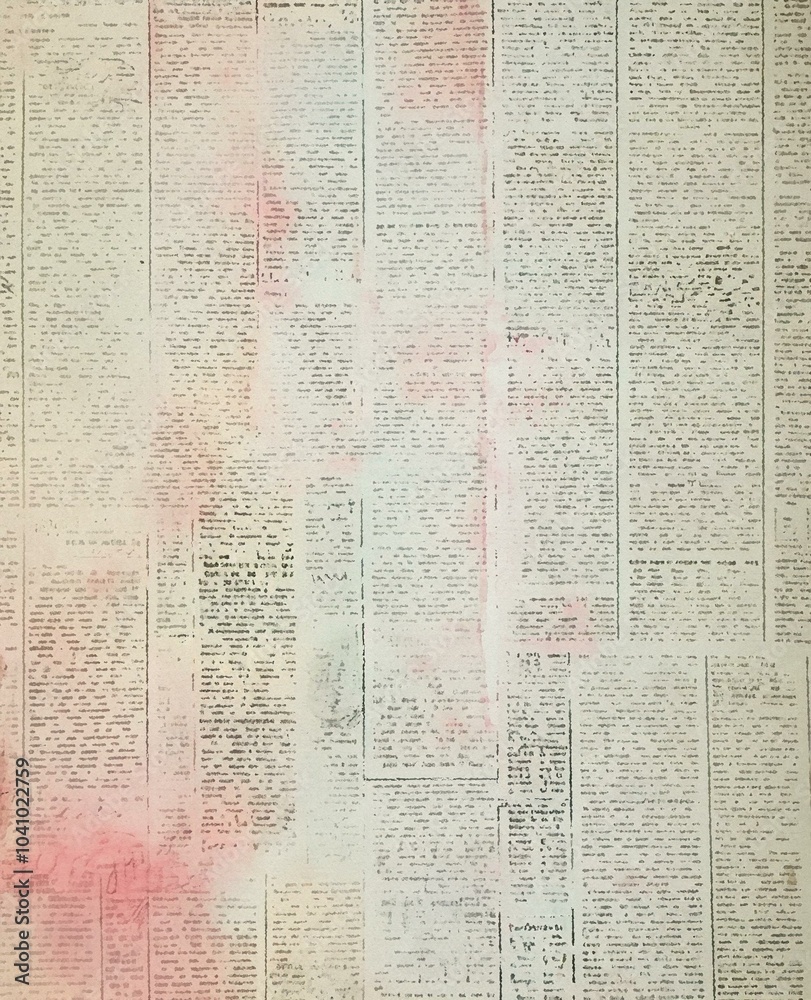 Obraz premium Vintage Newspaper Scripts on Pink Background