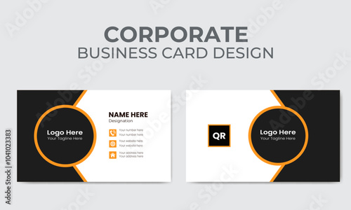 Modern creative black and yellow business card simple unique design template