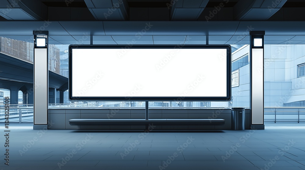 Blank white poster on a wall of business center