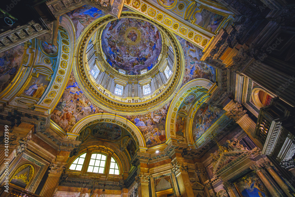 Obraz premium Cattedrale Metropolitana di Santa Maria Assunta better known as Duomo di Napoli, the Reale Cappella del Tesoro di San Gennaro, the ceiling