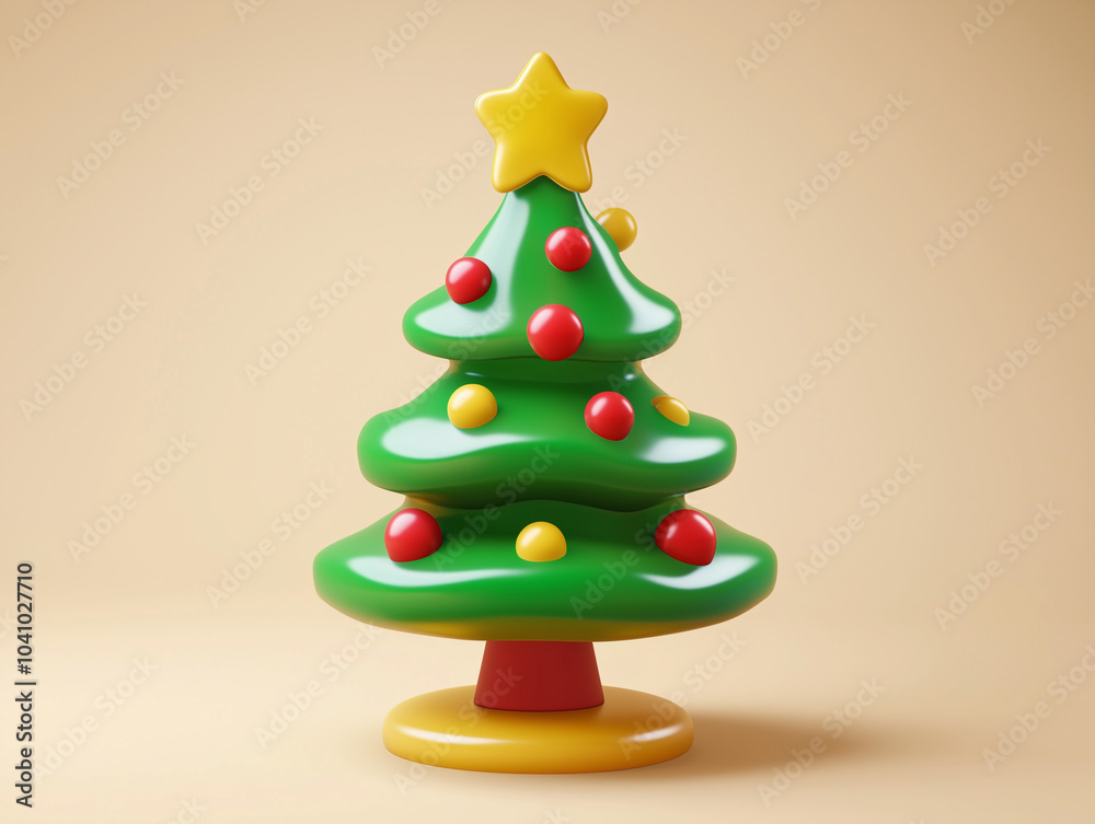 3D icon of a Christmas tree in a cartoonish style 3D icon of a Christmas tree in a cartoonish style