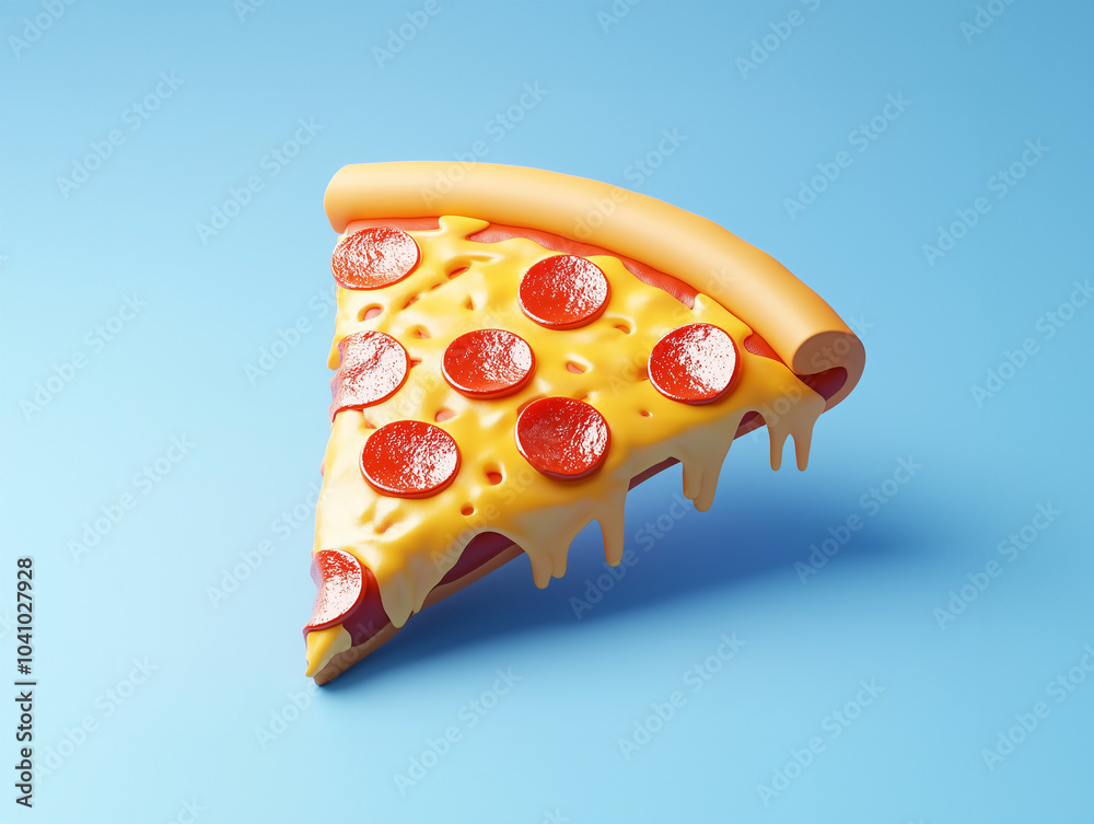 3d pizza icon isolated on blue background 3d pizza icon isolated on blue background