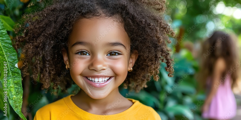 Happy Little Girl Smiling Outdoors in Park