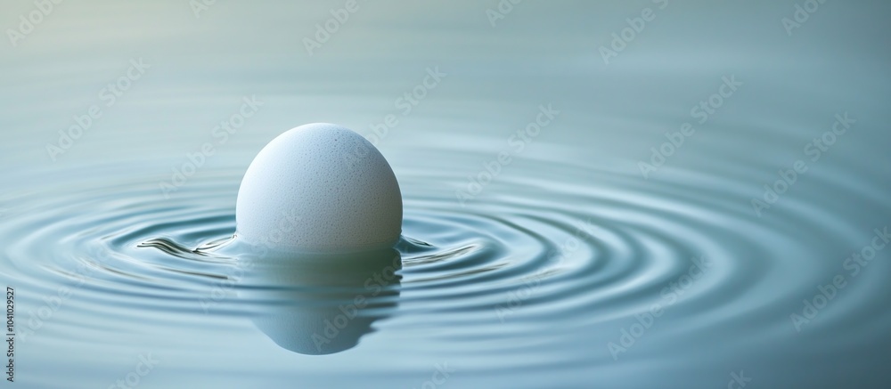 A White Egg Floating in Still Water A White Egg Floating in Still Water