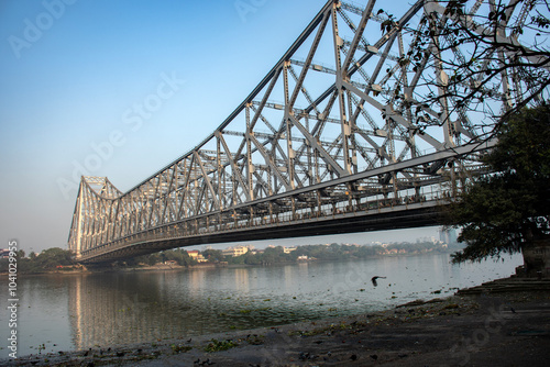 Obraz na płótnie Iconic Howrah Bridge in Kolkata w salonie