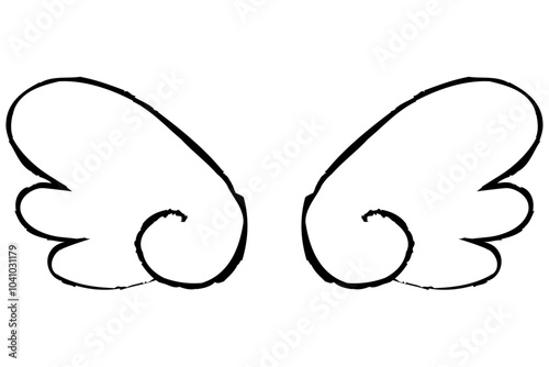 手描きのかわいい天使の羽　白