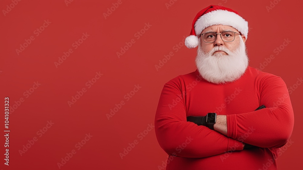 Santa Claus with crossed arms and a serious expression Santa Claus with crossed arms and a serious expression