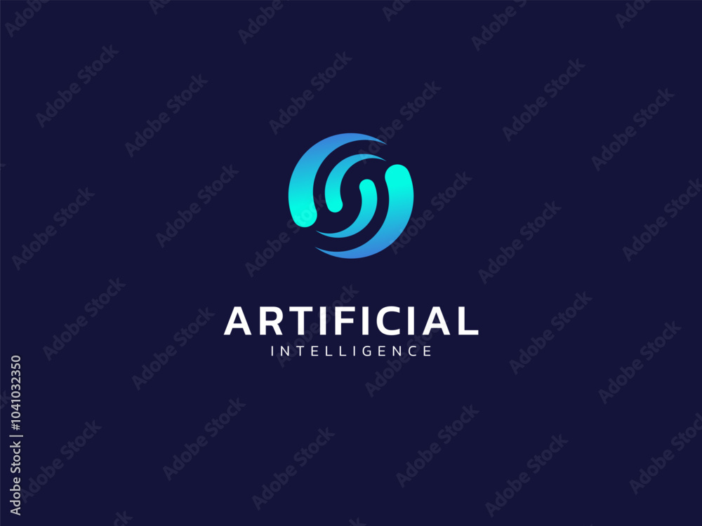 Artificial intelligence with curved circle shapes technology Analysis logo vector design concept. AI technology logotype symbol for advance technology, tech company, ui, network, robotic, automation. Artificial intelligence with curved circle shapes technology Analysis logo vector design concept. AI technology logotype symbol for advance technology, tech company, ui, network, robotic, automation.