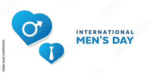 International Mens Day. Mens icon, tie and heart. Great for cards, banners, posters, social media and more. White background. 