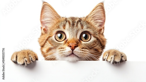wet angry cat on a white background, water splashes, shower.