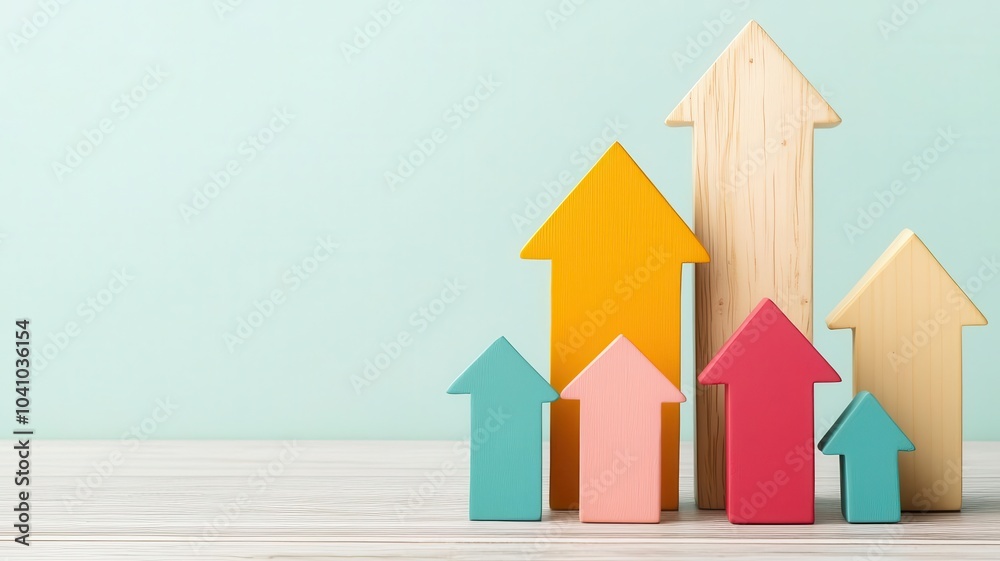 Closeup of real estate market trend lines, with arrows showing fluctuating prices and demand, highlighting recent insights, 3D illustration
