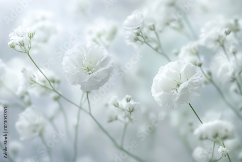 A close-up of delicate white baby's breath flowers