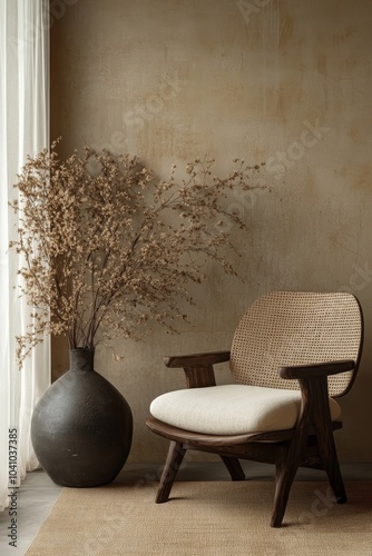 Modern home interior background, 3d render, Generative AI