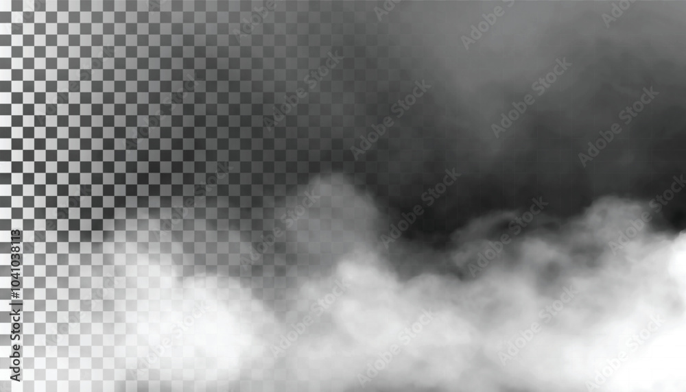 PSD Fog or smoke isolated transparent background. White cloudiness, mist, smog, dust, vapor PNG 46