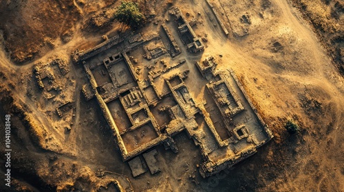 Satellite imagery in archaeology, offering a bird eye view of forgotten landscapes and historical landmarks. photo