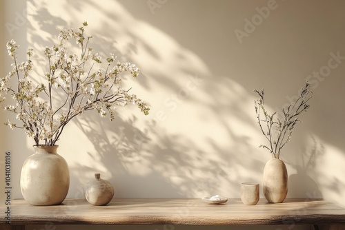 Home mockup, modern interior background, 3d render, Generative AI