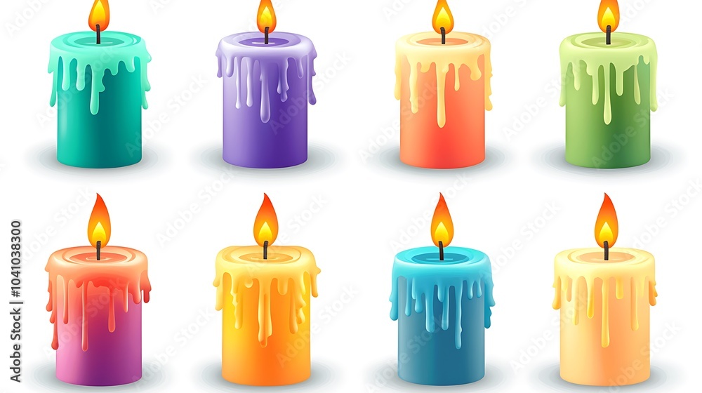 Colorful Dripping Candles Illustration