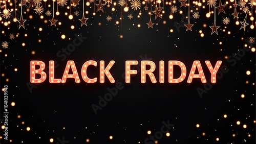 Black Friday Sale 2024 with Neon Lights and Dark Background Promotion