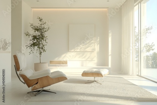 Furnished modern home interior in light pastel colors, 3d render, Generative AI
