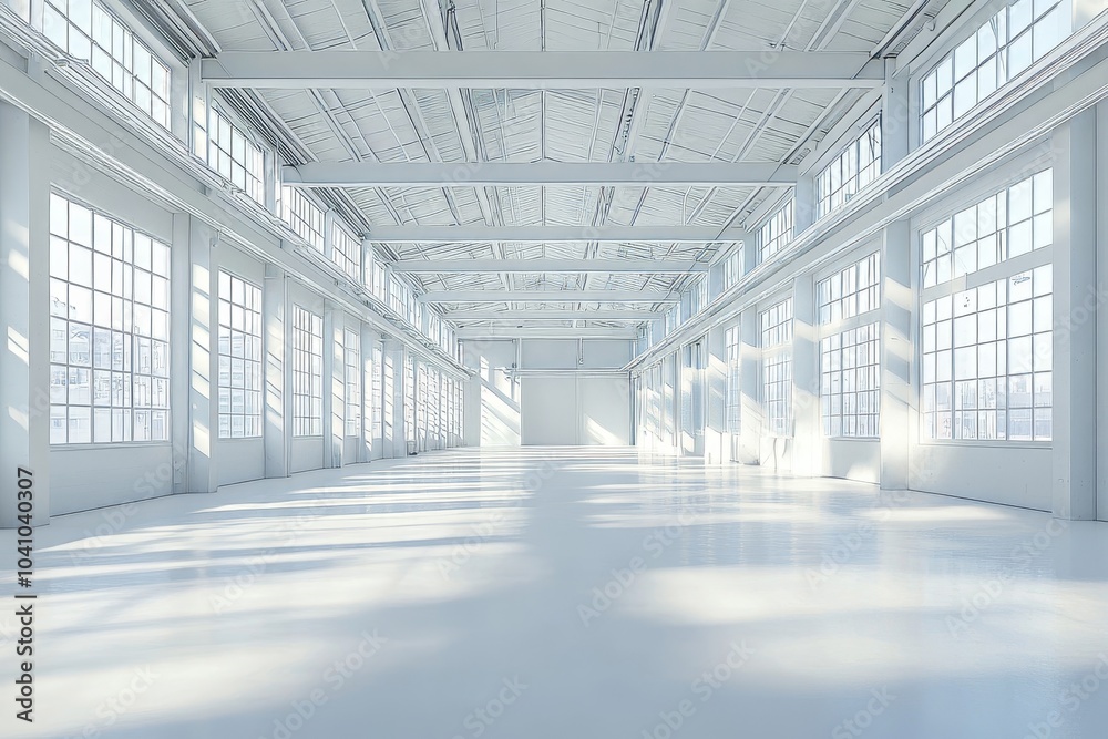 Minimalist industrial interior background, 3d render, Generative AI Minimalist industrial interior background, 3d render, Generative AI