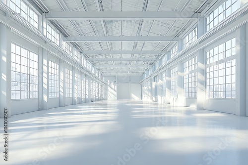 Minimalist industrial interior background, 3d render, Generative AI