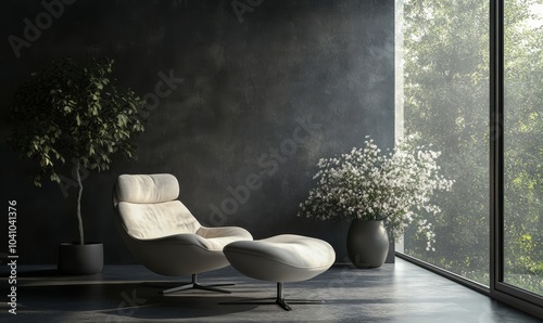 Modern dark home interior background, living room loft, 3d render, Generative AI