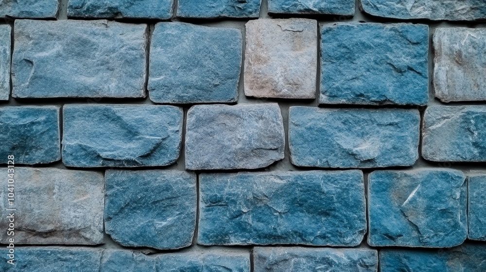 Blue stone wall texture, a pattern of blocks for backgrounds and design stacked Blue stone wall texture, a pattern of blocks for backgrounds and design stacked