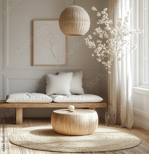 Mock up in home interior background, Scandinavian style, 3d render, Generative AI