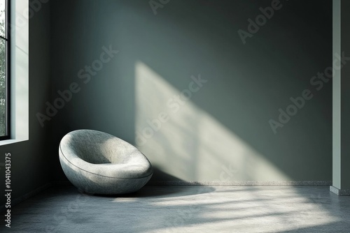 Home interior, dark room with minimal furniture, empty wall mockup, 3d render, Generative AI