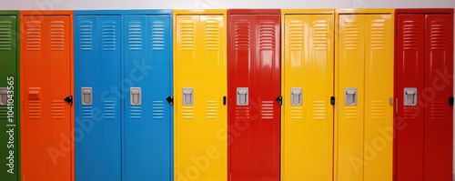 Colorful School Lockers in a Row Education Storage Back to School