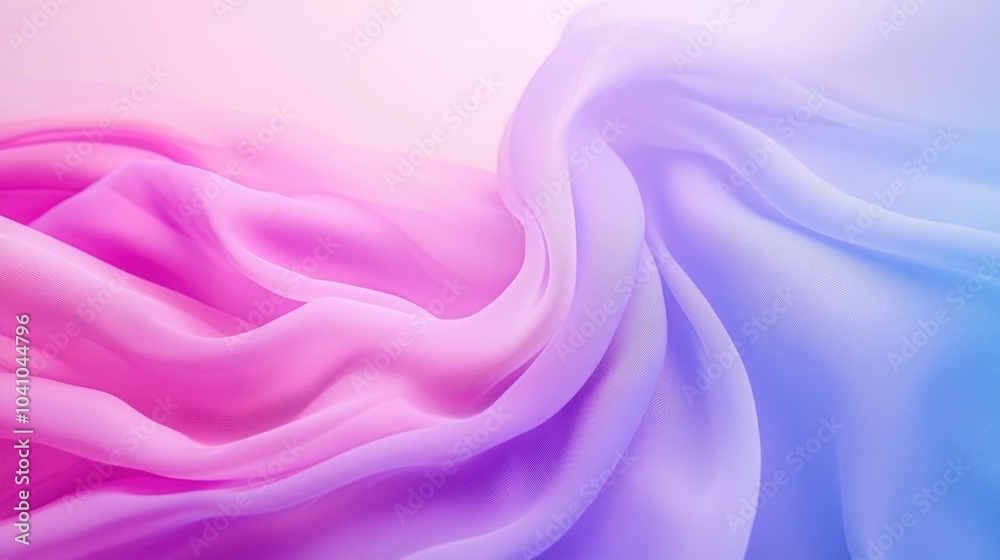 Obraz premium Soft Pink and Blue Gradient Fabric Background Draped Chiffon Texture