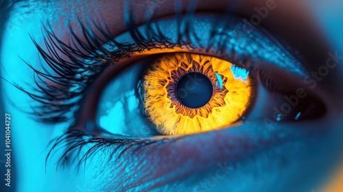 Close Up of an Eye with Bright Yellow Iris