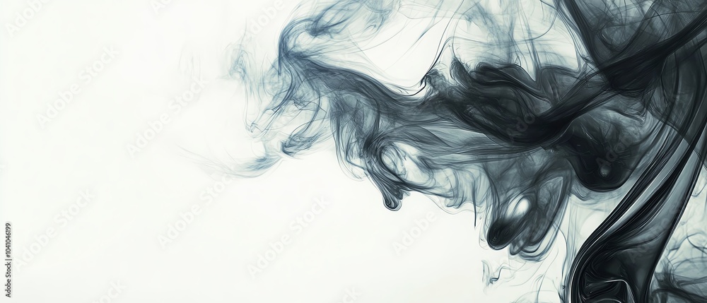 Fototapeta premium Abstract black smoke on white background.