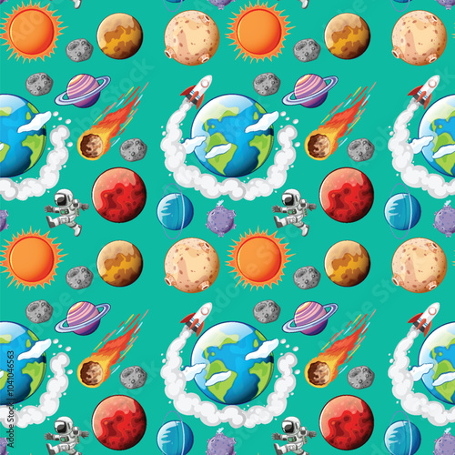 Seamless Space Adventure Pattern