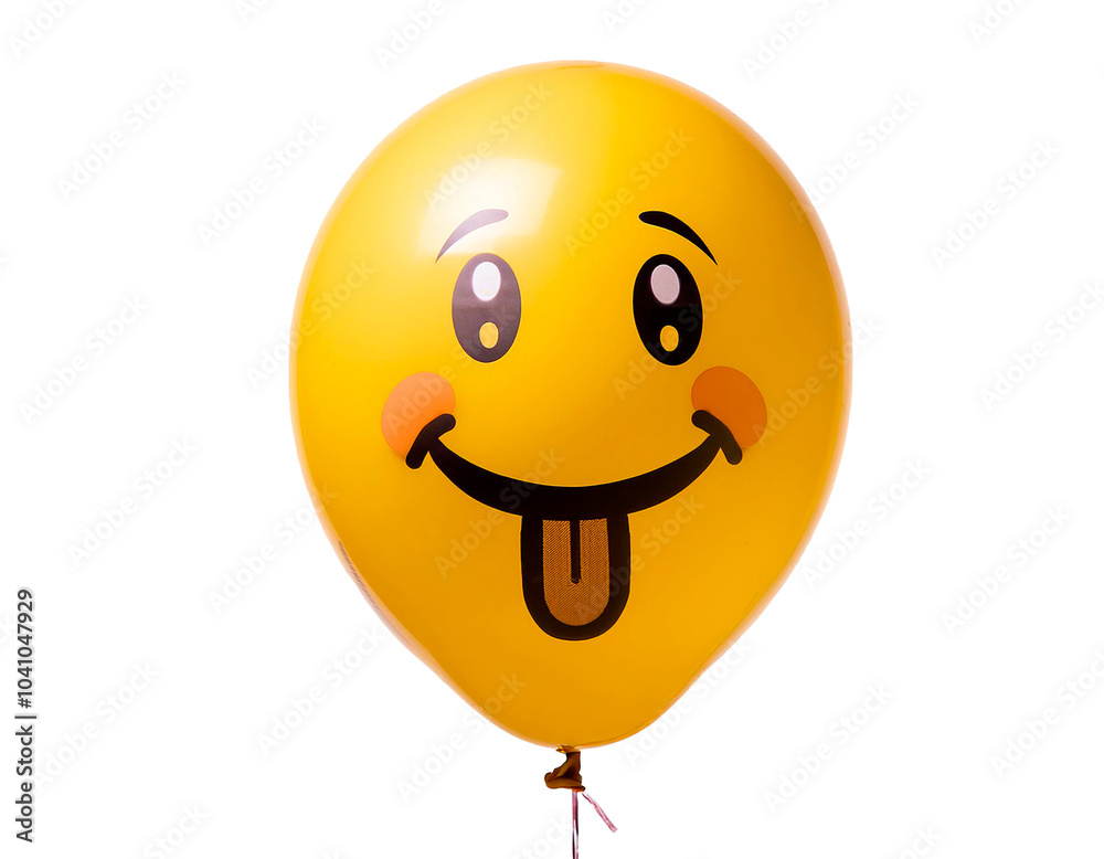 yellow party balloons with emoticon faces. Happiness. With white background