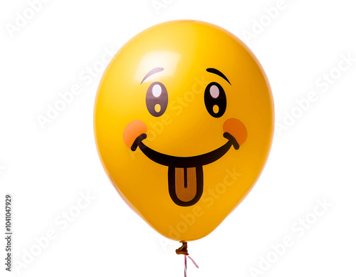 yellow party balloons with emoticon faces. Happiness. With white background