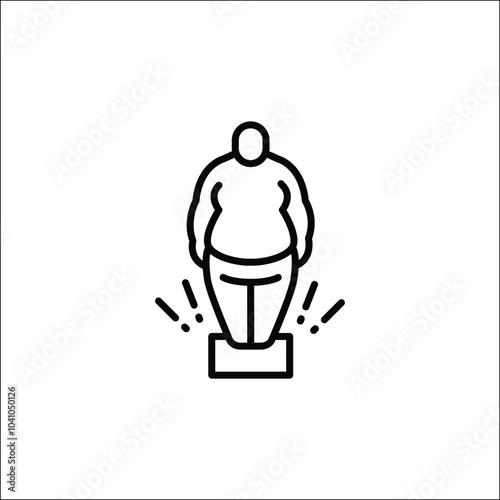 Weight Scale icon. Simple icon representing a person standing on a scale, ideal for social media, app, and web design. Vector illustration