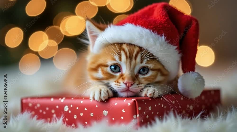 christmas cat with gift