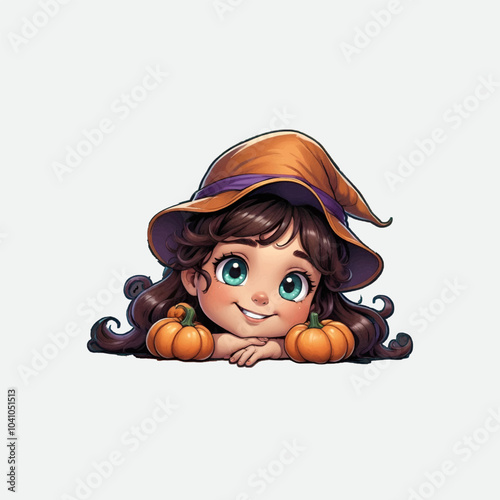 Cute Baby girl in a witch costume. 