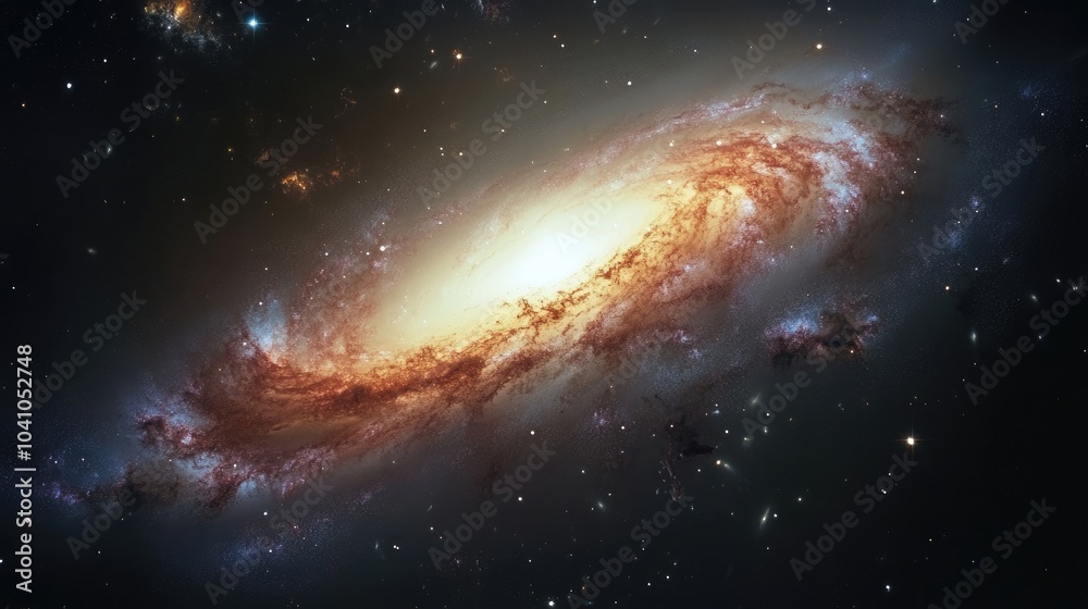 Obraz premium A breathtaking galaxy with glowing stars and swirling nebulas, illuminated by radiant colors in the depths of space, symbolizing cosmic wonders