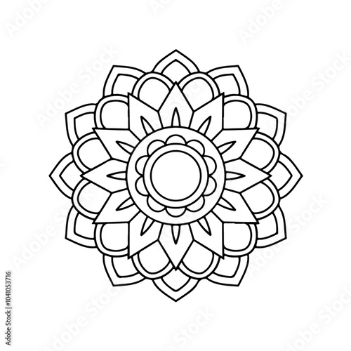 Black and white floral mandala vector illustration,  mandala coloring book pages for adults vector illustration