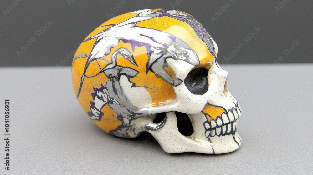 Intricate Skull Sculpture with Distinctive Patterns and Textures Intricate Skull Sculpture with Distinctive Patterns and Textures
