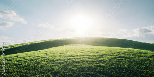 Serene landscape with lush green hill photo