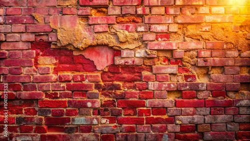 Awe-inspiring brick wall texture with weathered hues of red, orange, and brown, displaying the passage of time and the beauty of natural decay. photo