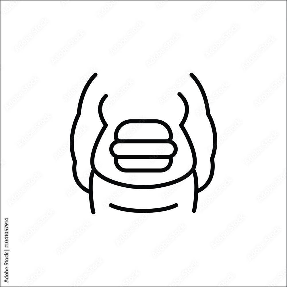 Junk Food Belly icon. Simple icon representing weight gain or unhealthy eating, ideal for social media, app, and web design. Vector illustration Junk Food Belly icon. Simple icon representing weight gain or unhealthy eating, ideal for social media, app, and web design. Vector illustration